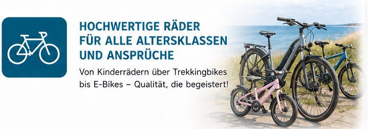 Sikorad Fahrradvermietung, Fahrräder für alle Altersklassen